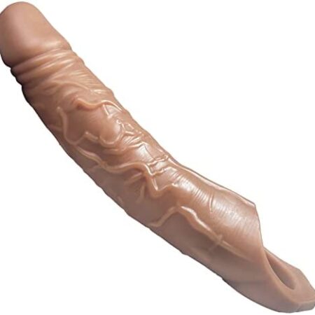 Male Penis Sleeve Extender Enlarger Sheath, Silicone Cock Sleeve Extension with Stretchy Loop for Men to Increase Length & Girth, Reusable Condom Realistic Dildo Penis Pump Enhancer Sex Toys for Men