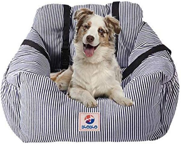 BLOBLO Dog Car Seat for Small and Medium Dogs,Puppy Booster Seat Dog Travel Car Bed with Storage Pocket and Clip-on Safety Leash,Safe and Comfortable Travel,Removable Washable Cover (Blue)