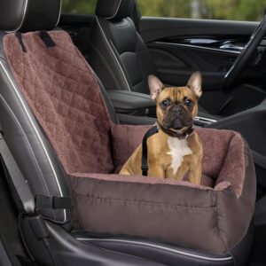 Dog Car Seat for Small Dogs, Pet Booster Seat Fully Detachable Washable Dog Seat for Car Travel Dog Bed with Storage Pockets and Clip-On Safety Leash