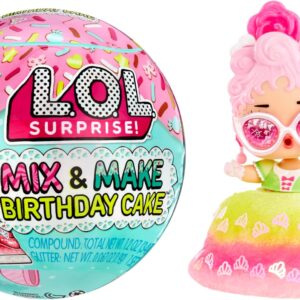 L.O.L. Surprise Mix & Make Birthday Cake Tots - With Collectible Doll, DIY Cake Dress, Cake Making and Decorating, Ingredients and Glitter Sprinkles - Cake Dress Doll - Great for Girls Ages 3+