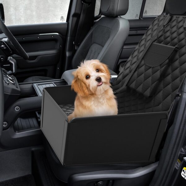 Pekimu Robust Dog Car Seat - Reinforced Walls Protection Car Dog Seat for Small to Medium-Sized Dogs, Waterproof Booster Seat for Back and Front seat and Suitable for All Cars, Suvs, Trucks.