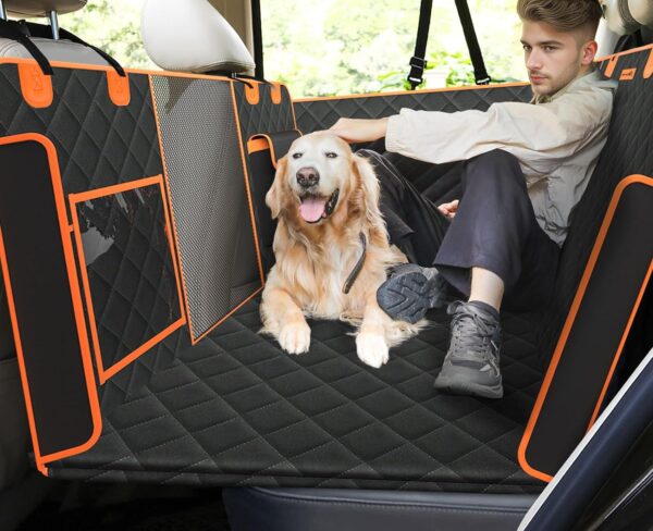 pecute Back Seat Extender for Dogs, Dog Car Seat Cover with Hard Bottom, Non-Slip, Foldable & Machine Washable Car Seat Cover for Dogs, Waterproof Car Seat Cover for Dogs Suitable for Traveling