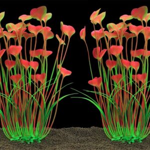 Large Aquarium Plants Artificial Plastic Fish Tank Plants Decoration Ornament Safe for All Fish 40cm x 10cm - 2 Pack Pink