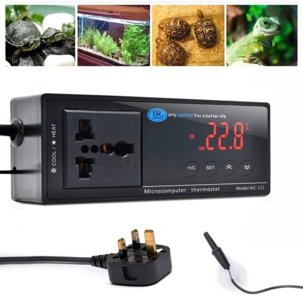 AWITHZ Reptile Thermostat, Terrarium Heaters Temperature Controller Outlet Digital LED with Suction Cup for Reptiles Aquariums Insect Heaters (1)