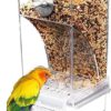 Automatic Bird Feeder, Transparent Acrylic Food Container For Cage, Cage Accessories, Anti-Spill Bird Feeder, No Mess Bird Feeder, For Small And Medium Parakeets Lovebirds (Transparent)