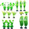 BEGONDIS 16pcs Aquarium Artificial Green Water Plants, Green Fish Tank Plastic Decorations Plant, Fake Fish Tank Decor