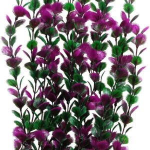 DUTACK Purple Grass Cluster Aquarium Décor Plastic Plants Extra Large 20 Inches Tall 6522