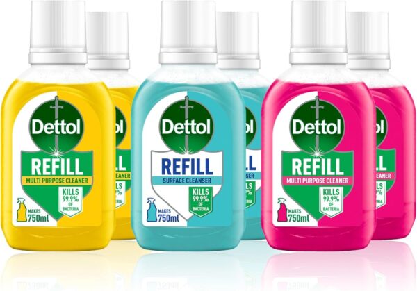 Dettol - Surface Cleanser Spray Refill 2 of Each, Pomegranate, Citrus and Original 50ml - Pack of 6