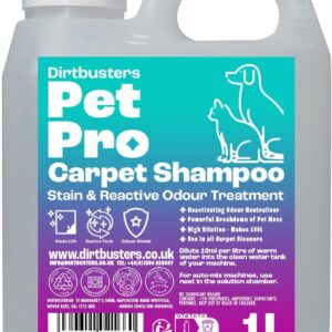 Dirtbusters Pet Pro Carpet Cleaner Shampoo, Stain Remover Cleaning Solution With Odour Neutraliser To Remove Dog & Cat Urine, For All Carpet Cleaner Machines, Summer Fresh (1L)