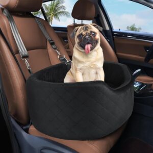 Dog Car Seat, Car Dog Seat for Small Medium Sized Dogs, Dog Booster Seat with Clip-On Safety Leash and Memory Foam Filling, Car Dog Travel Bed for Back and Front Seat