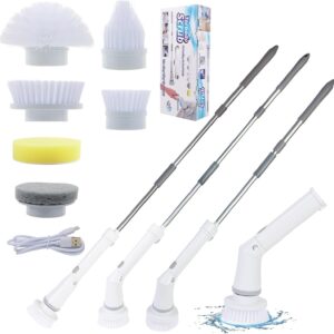 Electric Spin Scrubber, Electric Cleaning Brush, Infinite Cleaning Brush With 6 Replaceable Brush Heads, Adjustable Extension Arm For Tiles, Bathtub Kitchen Floor Bathroom Home