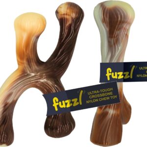 Fuzzl Ultra Tough Nylon Dog Chew Toy - Crossbone and Bone Beef Flavour - Tough Dog Toys for Extreme Chewers - Dog Bone Long Lasting Dog Chew Toys for Aggressive Chewers - Strong Dog Toy Puppy Toys