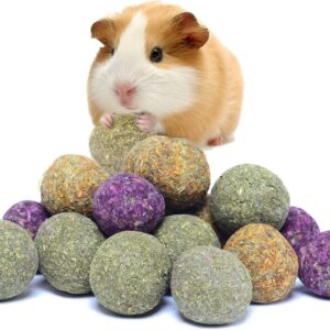 GNCLOUD Rabbit Chew Toys for Teeth, Rabbit Treats, Rabbit Toys Boredom Breaker, Natural Flowers Flavored Timothy Hay Ball, Rabbit Hanging Toys Hamster Chinchilla Guinea Pig Gerbil Chewing Molar Toy