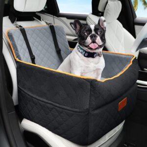 HEGGCOOE Small Dog Car Seat, Memory Foam Dog Booster Seats with Thick Cushion for Medium Dogs Under 35lbs, Detachable Washable Dog Seat for Car, Pet Car Seat with Storage Pockets,2 Safety Belts