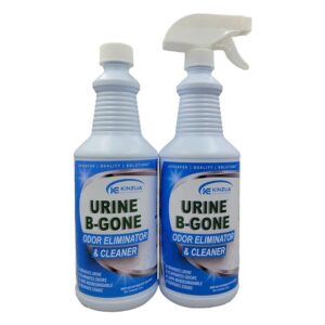 KINZUA ENVIRONMENTAL Urine B-Gone, Professional Enzyme Odor Eliminator & Pet Stain Remover, Human, Cat & Dog Urine Cleaner, Effective on Laundry, Carpets & More (947 ml (Pack of 2), Original)