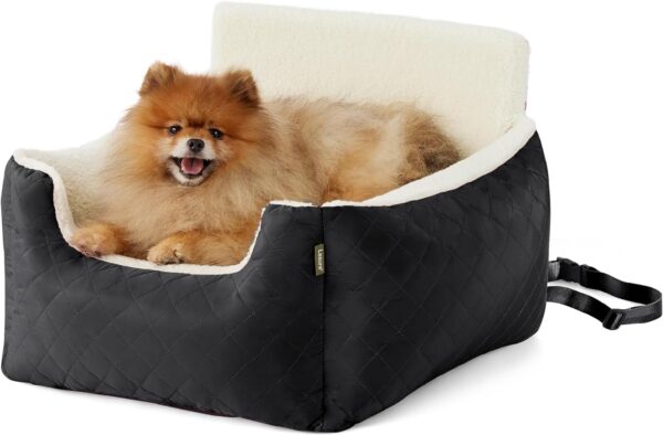 Lesure Small Dog Car Seat - Waterproof Dog Booster Seat, Car Dog Seat For Medium Dog With Storage Pockets, Clip-On Leash For Pet Travel Carrier Bed,54.5x49.5x38cm, Black