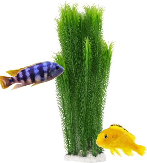 Mascot Pets 40cm Life LIke Tall Large Green Plastic Artificial Plant Wild Bush Reeds for Aquarium Fish Tank Aquatic Greenery Décor Decoration Water Grass Plants Hide