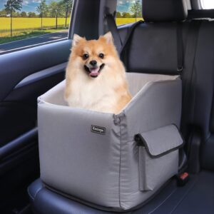 Memory Foam Booster Dog Car Seat for Small Dogs, Elevated Dog Booster Seat with Washable Removable Cover, Dog Car Seat Bed with Pocket, for Front Seats and Back Seats