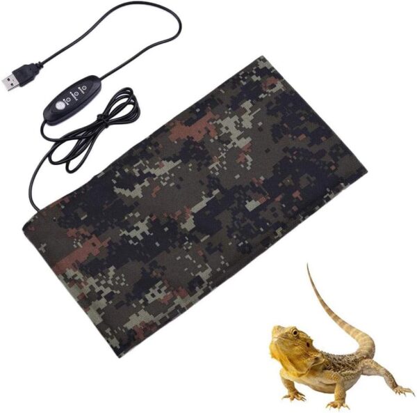 NEKOSUKI Reptile Heating Mat, 11x6 inch USB Waterproof Reptile Heat Pad Under Terrarium with 3 Levels Temperature Control, Japanese Carbon Fiber Heat Mat for Turtle, Tortoise, Snakes, Lizard, Gecko