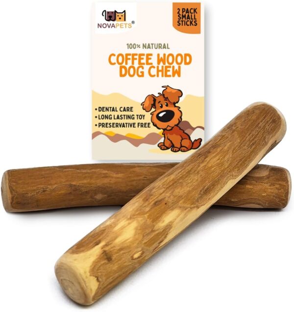 NOVAPETS Coffee Wood Dog Chew Stick for Small Dogs - Natural Dental Chewing Toy - Pack of 2 Size S