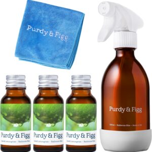 Purdy & Figg | Bathroom Bliss Starter Kit | All Natural Gentle Non Toxic Organic Essential Oils Bathroom Cleaner | Lime & Lemongrass| Streak-free spotlessness Bathroom