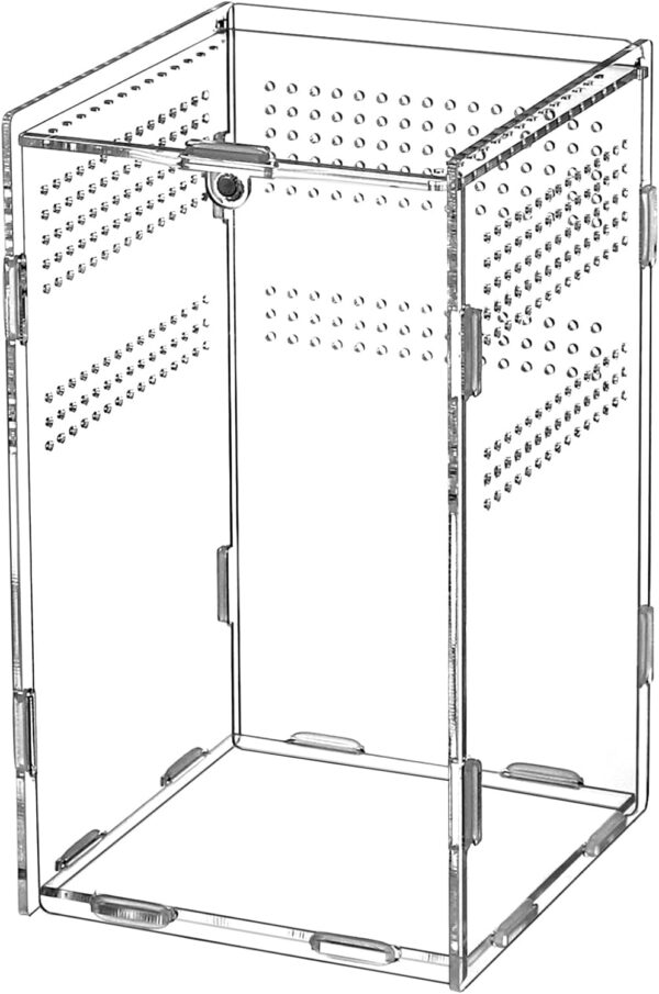 QWORK® Reptile Acrylic Feeding Box, Acrylic Transparent Insect Habitat Terrarium Case, 20×12×12cm for Praying Mantis, Spiders, Lizards, Snails