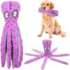 RAYITO Octopus Dog Toys, No Stuffing Squeaky Dog Toys Interactive Octopus Dog Chew Toys with Crinkle Paper for Small Medium Dogs Playing and Training (Purple)