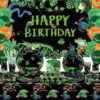 Reptile Birthday Party Supplies, Including Happy Birthday Backdrop, Plate, Napkins, Balloons, Cups ,Cake Topper, Tablecloth, for Baby Shower Decorations Kids Boys Girls (Backdrop)