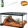 Reptile Glass Terrarium kit，12"x8"x6"Terrarium Enclosure Amphibians Tank Cage with Magnetic Sliding Door for Small Reptiles, Amphibians and Invertebrates.