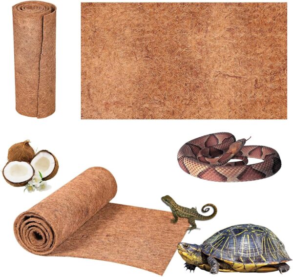 Reptile-Terrarium-Substrate Tortoise-ortoise Bedding & Reptile Carpet Coconut Fiber - 3 Rolls Natural Terrarium Liner Bedding for Bearded Dragon, Leopard Gecko, Iguana, Lizard, Snake, Turtle