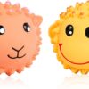 SCHITEC Squeaky Dog Toys, 3'' Interactive Latex Squeak Fetch Play Animal Balls, [2 Pack] Spiky Soft Rubber Puppy Teeth Clean Pet Toy for Small Medium Dogs