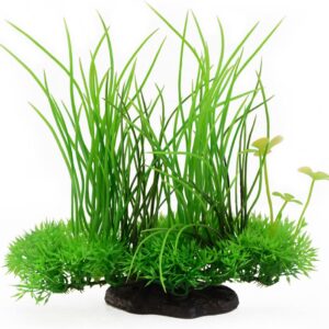 Saim Aquarium Plants Plastic Artificial Aquarium Long Leaf Plant Decor Fish Tank Ornament Green Yellow 7.9" Height 1 Pcs