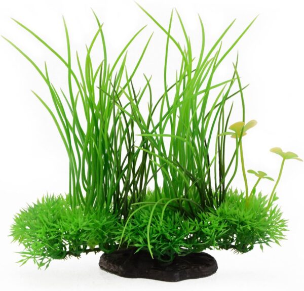 Saim Aquarium Plants Plastic Artificial Aquarium Long Leaf Plant Decor Fish Tank Ornament Green Yellow 7.9" Height 1 Pcs