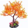 Saim Artificial Orange Yellow Tree Plastic Plant Decor for Aquarium Fish Tank Bonsai Ornament 8.6" Height
