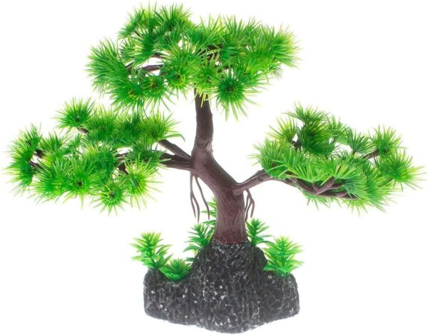 Saim Fish Tank Decoration, Fish Tank Ornament Aquarium Ornaments Artificial Pine Tree Plastic Plant Decor for Aquarium Fish Tank Ornament Green 7" Height