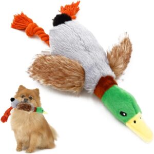 Senders Plush Dog Toy Duck Dog Squeaky Toy Dog Plush Toy No Stuffing Pet Puppy Soft Toy Interactive Chew Toy for Small to Medium Dogs Training and Playing, Reduce Boredom Stress Relief