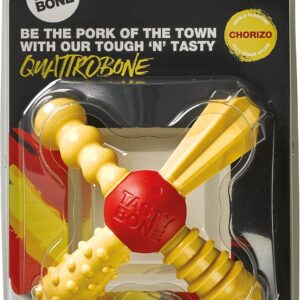 TastyBone QuattroBone Nylon Dog Chew Toy for Small Dogs (Chorizo) - Indestructible for Aggressive Chewers, Everlasting Flavour, Strong Healthy Teeth, Made in the UK