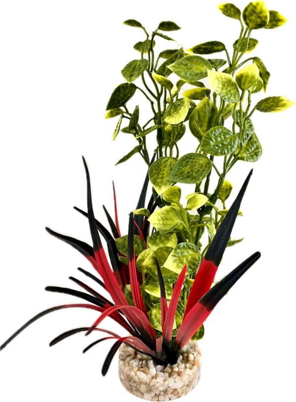 Tyrol - Artificial Aquarium Plant - Aquarium Decoration - Plastic Plant on Base - Lotus Indoor Plant - Easy Anchor at the Bottom of the Aquarium - Made in France