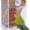 Uposao Automatic Bird Seed Feeder Plastic Splash Proof Bird Food Box Birdcage Window Feeder Pet Parrots Food Feeder for Budgerigar Canary Cockatiel Finch Parakeet