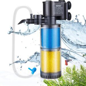 Weipro Internal Fish Tank Filter with 2-Stage Filtration, Transparent Filter Cartridges, 5W Adjustable Water Flow Submersible Aquarium Filter Pump for 30l~60l Tropical Fish Tank, TH280A(330L/H)