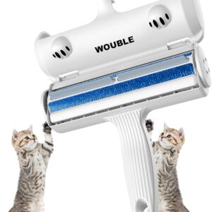 Wouble Pet Hair Remover Roller, Reusable Dog Cat Hair Removal Brush, Self Clean Pet Fur from Carpet, Furniture, Rugs, Laundry, Clothes and Bedding, Sofa, White