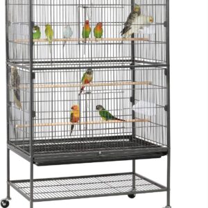 Yaheetech 132cm Large Parrot Bird Cage for Cockatiel Lovebird Durable Frame With Perch Stand and Wheels Black