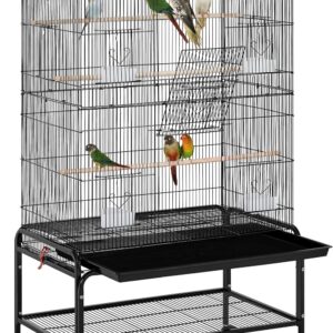 Yaheetech Large Bird cage Budgie cage Bird Aviary Outdoor for Parrots Cockatiel with Rolling Stand Black