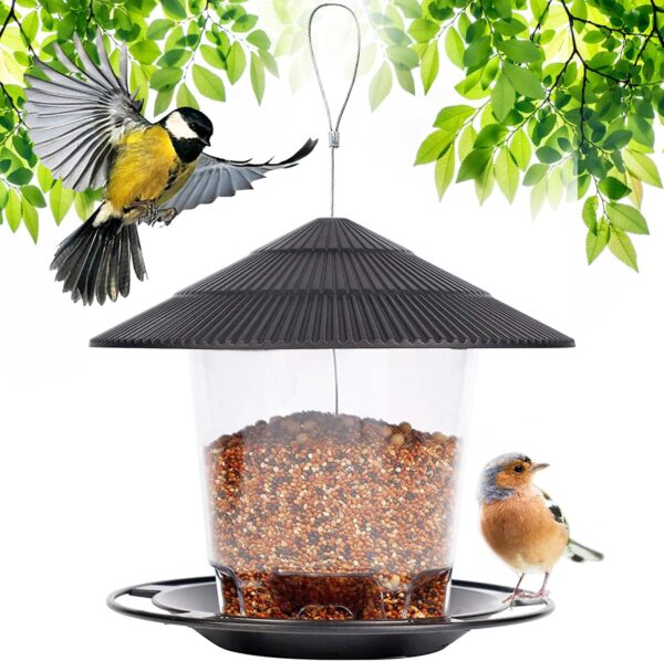 Zeqeey Hanging Bird Mix Seed Feeder Wildlife Bird Food Feeder for Outdoor Garden Seed Blends Sunflower Heart Peanuts Nut Feeding Dunnocks Sparrows Robins Small Birds, Gray