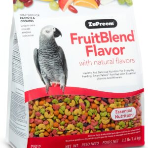 ZuPreem FruitBlend Flavor Pellets Bird Food for Parrots & Conures- Daily Blend for Caiques, African Greys, Senegals, Amazons, Eclectus, Small Cockatoos - 3.5 lb