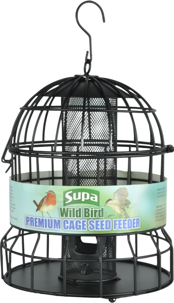 Supa Premium Wild Bird Cage Seed & Sunflower Hearts Feeder, Deters Squirrels and Larger Birds Such As Doves & Pigeons