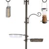 Deluxe Bird Feeding Station Kit Bird Feeder Pole Bird Feeder Hanging Kit Multi Feeder Hanging with Metal Suet Feeder Bird Bath Mesh Tray for Attracting Wild Birds and Planter Hanger (1 Pack)