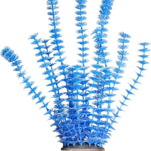 Emotionlite Aquarium Plants, Artificial Fish Tank Plastic Decorations Decor Plants Blue 1 Pack