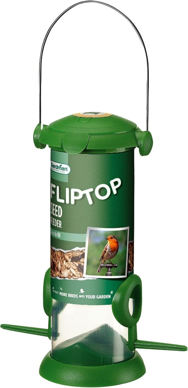 Gardman A01234 Flip Top Bird Seed Feeder, Green, 5 x 13 x 14 cm