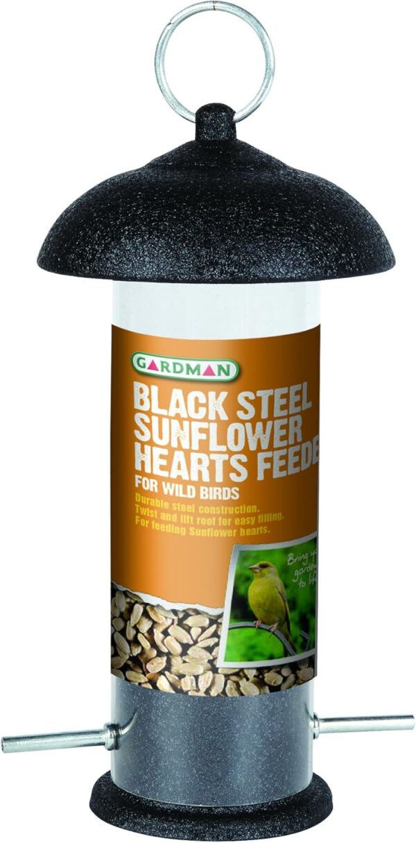 Gardman A01533 Black Steel Sunflower Heart Feeder Bird, Multi-Colour, 3 x 10 x 10 cm